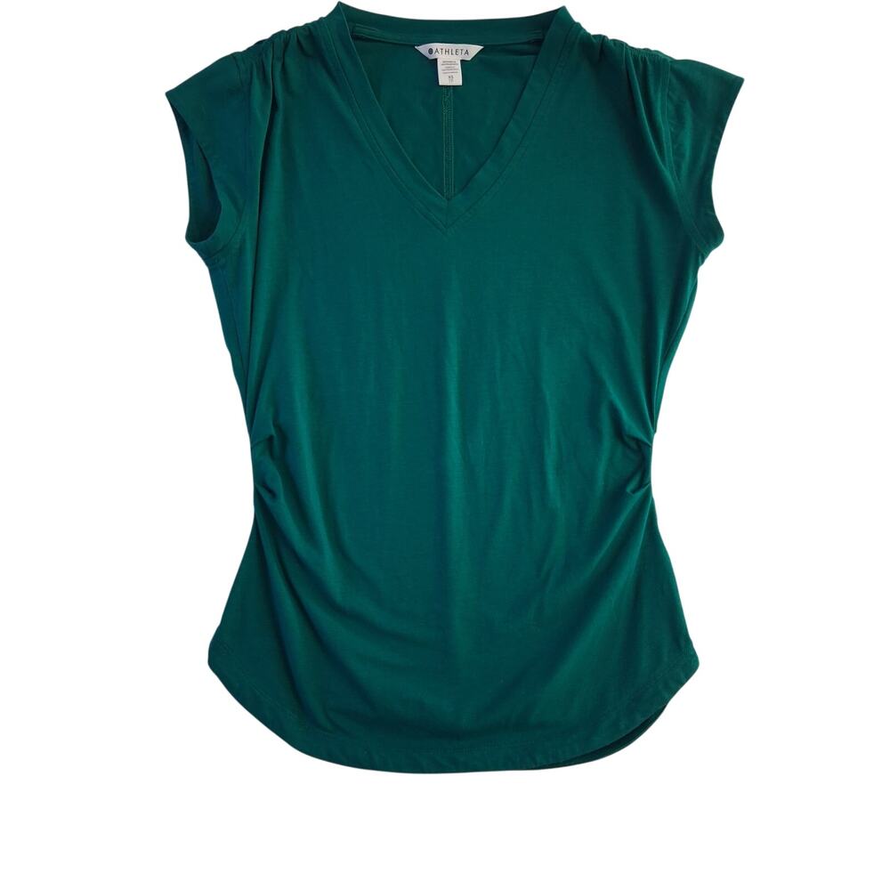 Athleta Teal Emerald V-Neck Short Sleeve Top Women's XS